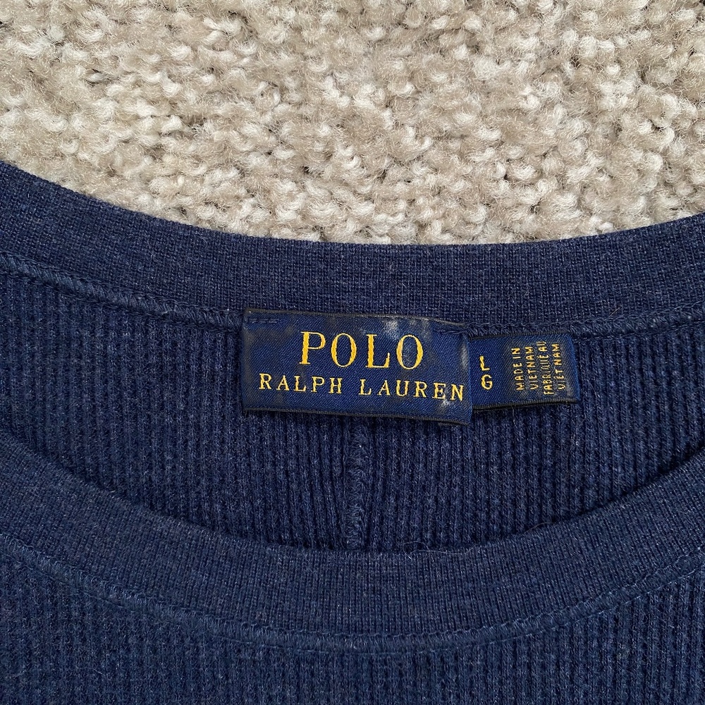 Polo Ralph Lauren Women’s Waffle-Knit Maxidress Spring Navy Heather Size L - Picture 4 of 6